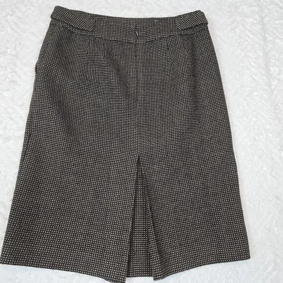 Ann Taylor 100% Virgin Wool Women's Brown&Tan Houndstooth Patterned Skirt Size 2 - Picture 4 of 9